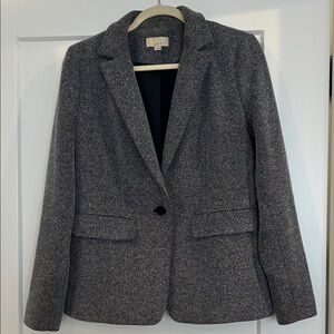 LOFT Blue and White Herringbone Blazer